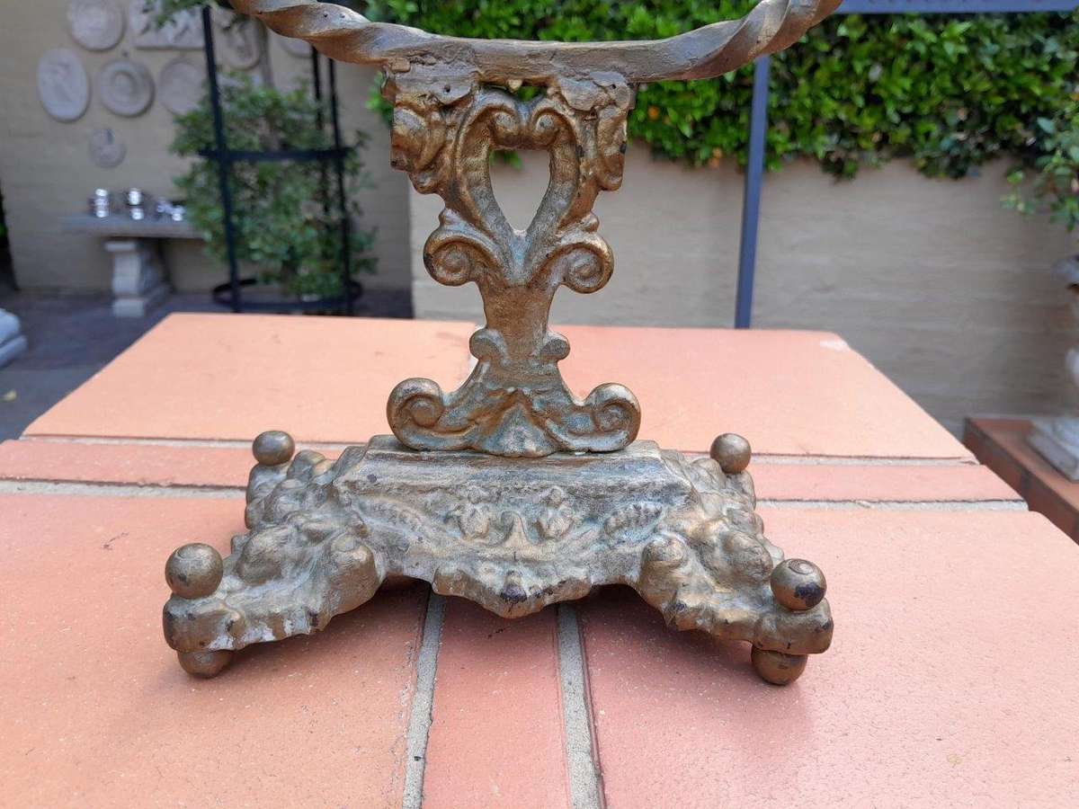 A Victorian Style Brass Bevelled Table Aged Mirror  In An Antique Gold Paint Finish