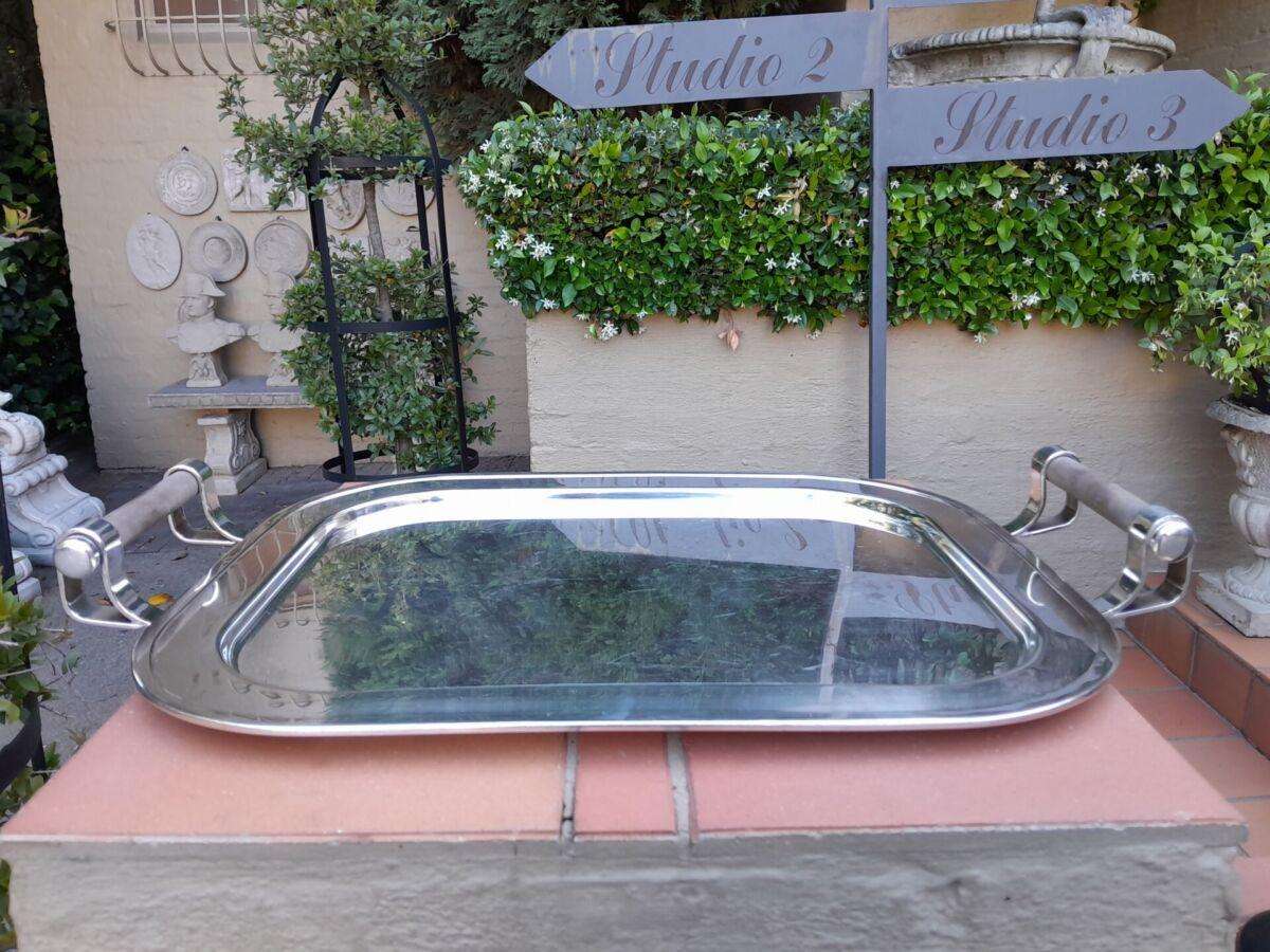 A Silver Plate Five Piece Tea / Coffee Set And Tray With Wooden Handles