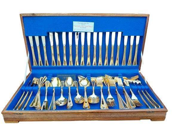 A 112 Piece Sterling 24ct Gold Plated Cutlery Set In Canteen
