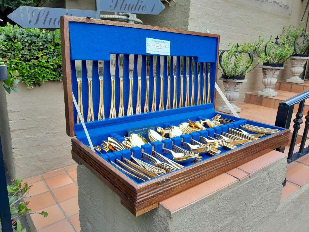 A 112 Piece Sterling 24ct Gold Plated Cutlery Set In Canteen