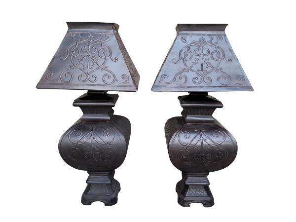 A 20th Century Pair Of Metal Table Lamps