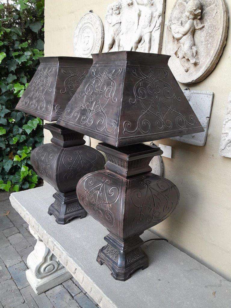 A 20th Century Pair Of Metal Table Lamps