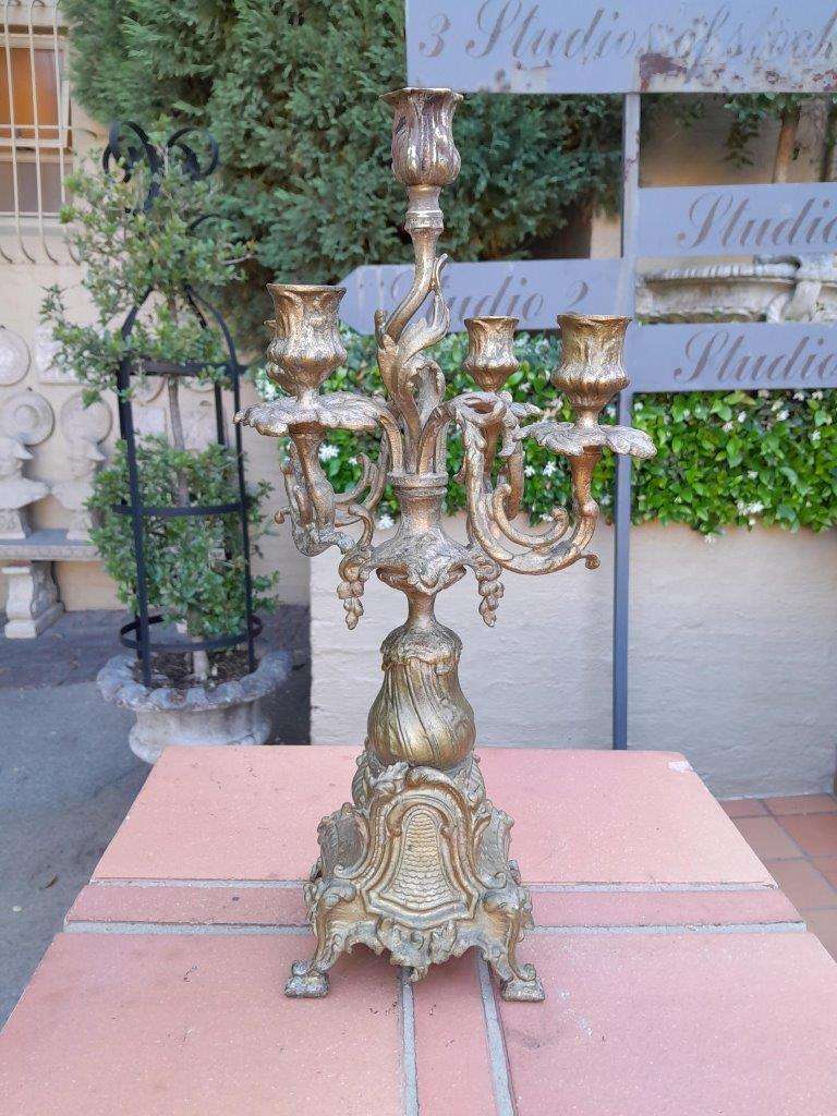 A 20TH Century French Rococo Style Brass Candelabra