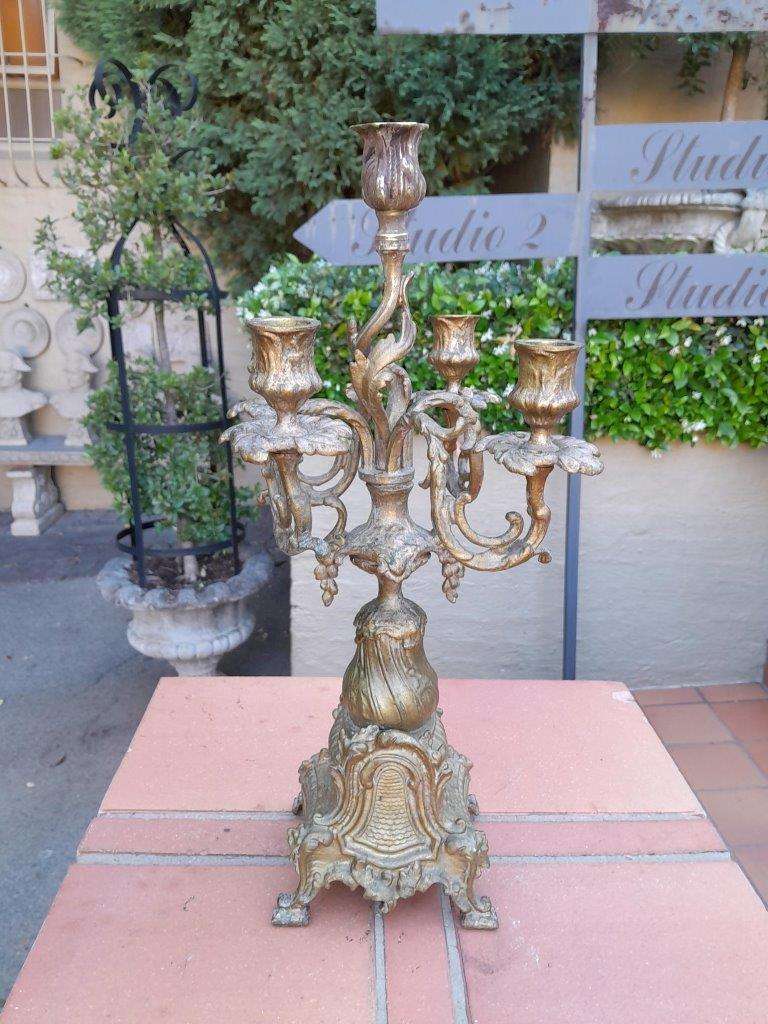 A 20TH Century French Rococo Style Brass Candelabra