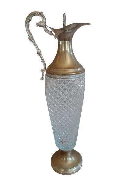 A 20th Century Silver-Plated & Crystal Water Pitcher With Stopper