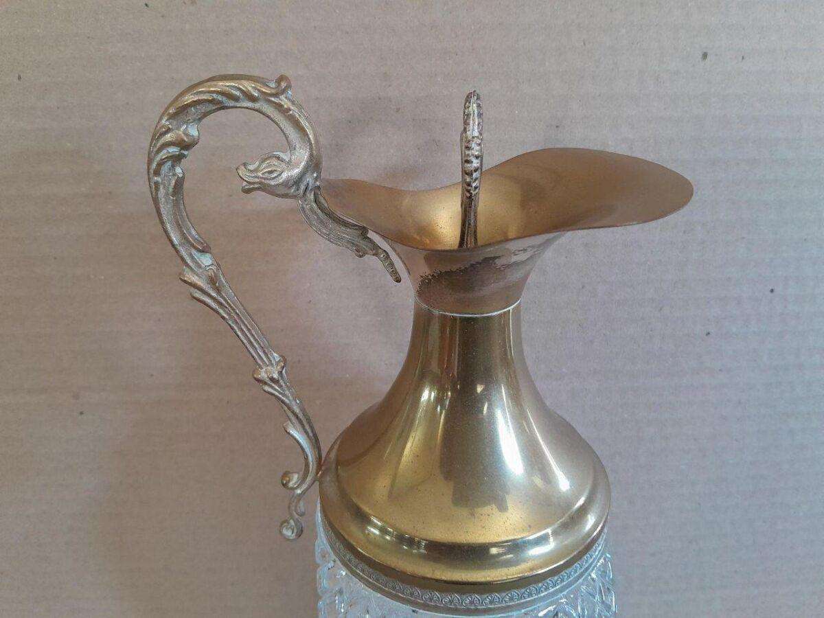 A 20th Century Silver-Plated & Crystal Water Pitcher With Stopper