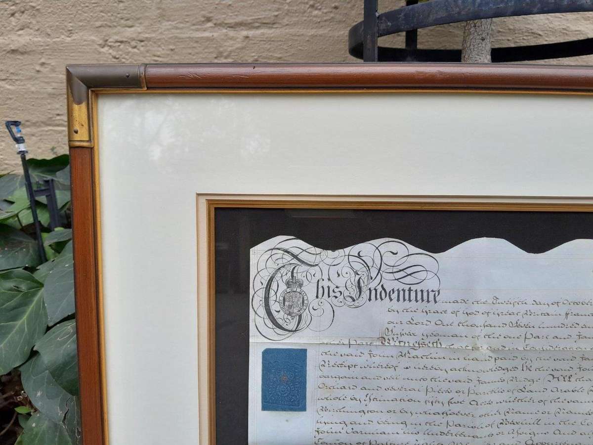An Antique 18th Century Framed Indenture