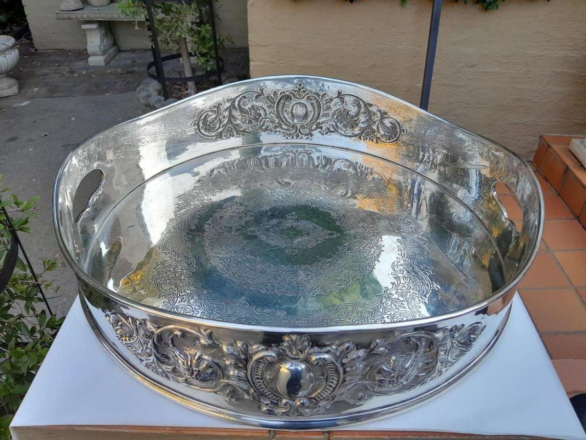 A 20th Century Silver Plate Two Handled Tray