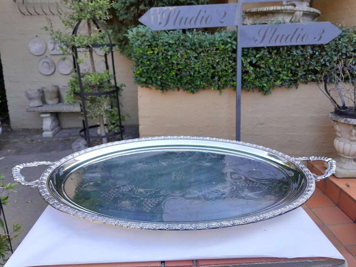 A 20th Century Silver Plate Two Handle  Tray