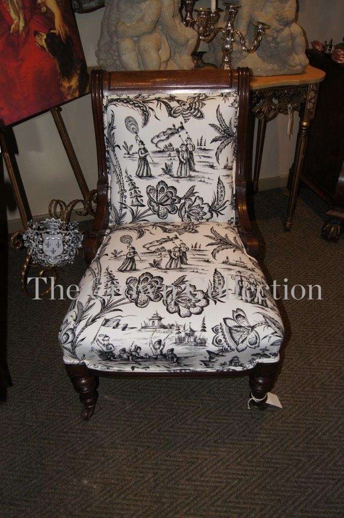 Victorian Mahogany Library Chair upholstered