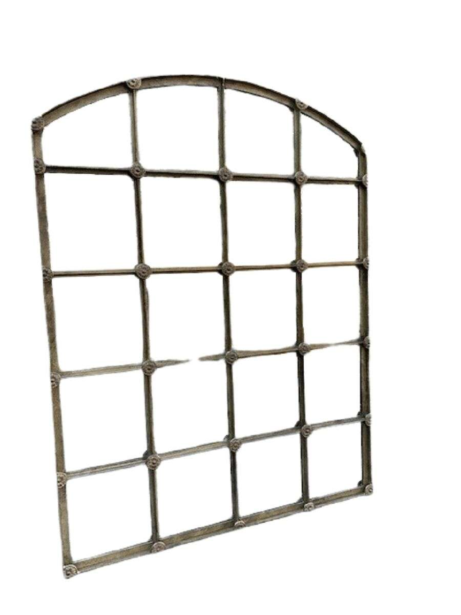 Wrought Iron Arched Window Pane Mirror in gold colour