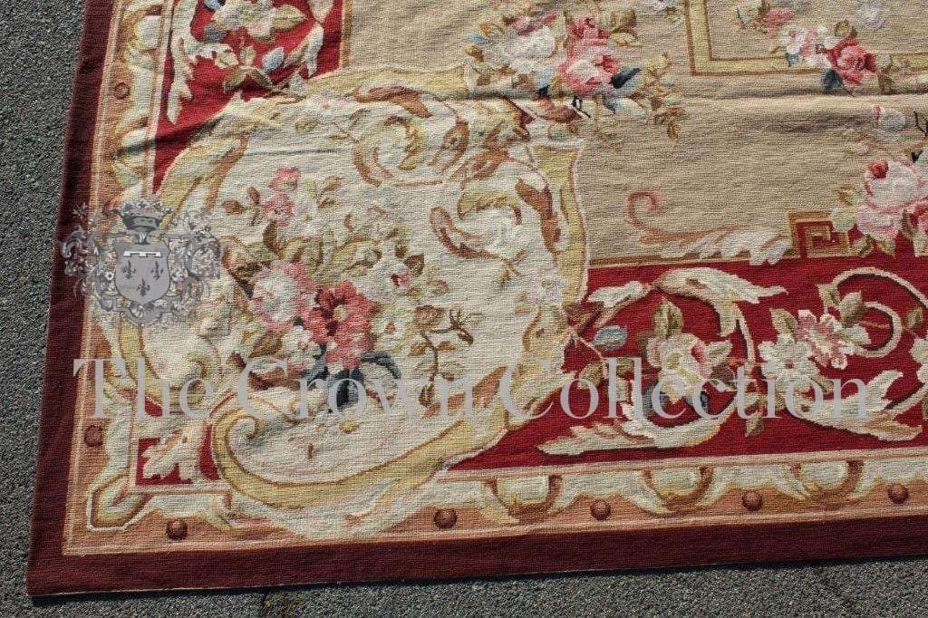 Aubusson Classic Burgundy & Beige Needlepoint Carpet