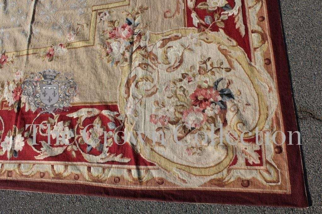 Aubusson Classic Burgundy & Beige Needlepoint Carpet
