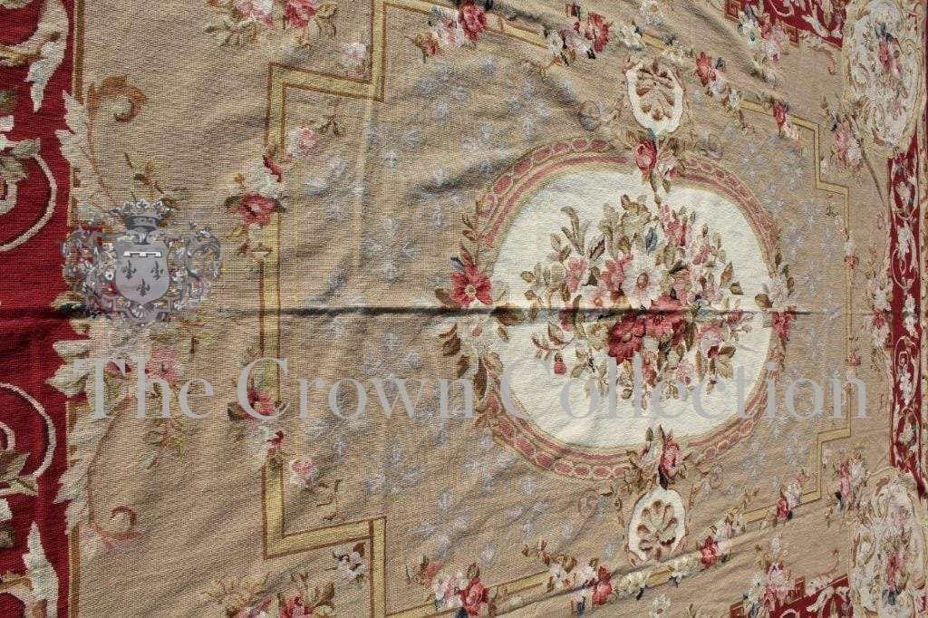 Aubusson Classic Burgundy & Beige Needlepoint Carpet