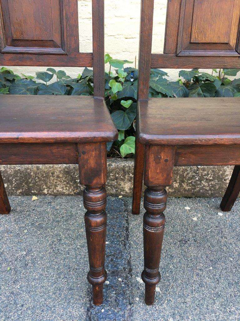 Pair Antique Carved Hall Chairs