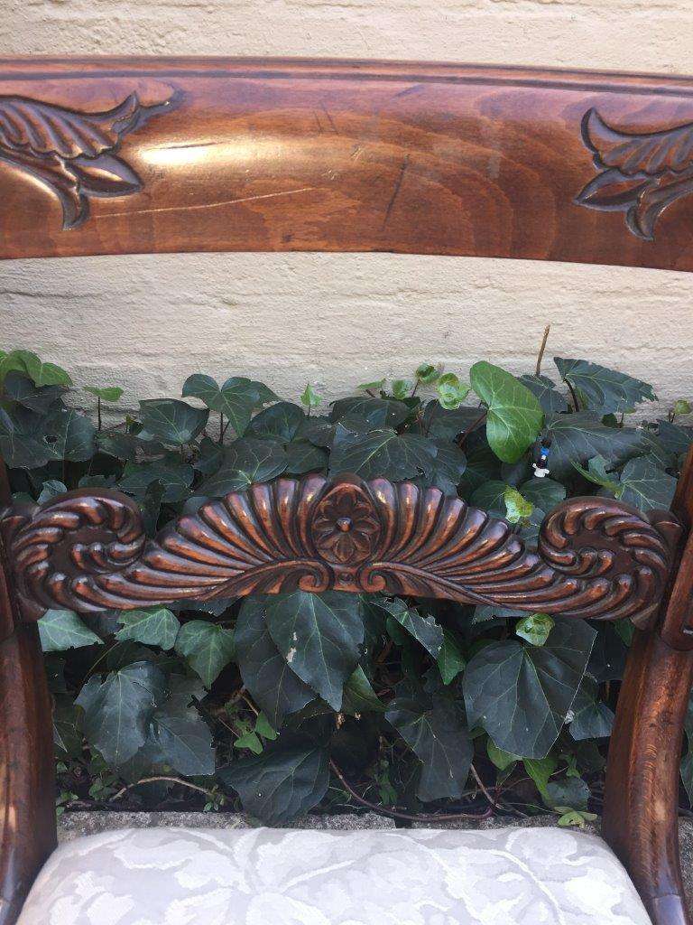 Pair Antique Carved Hall Chairs