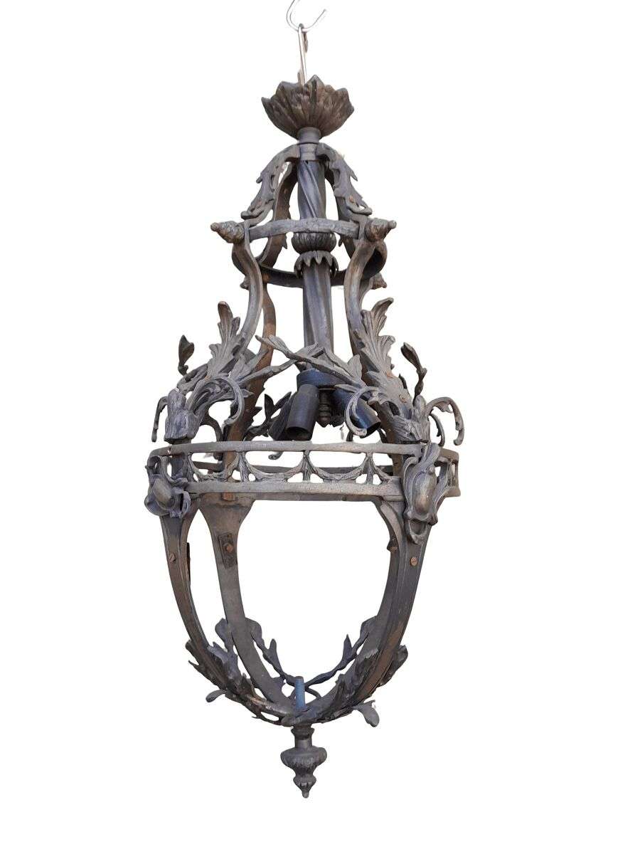 A 20TH Century French Style Antique Finish Brass Lantern