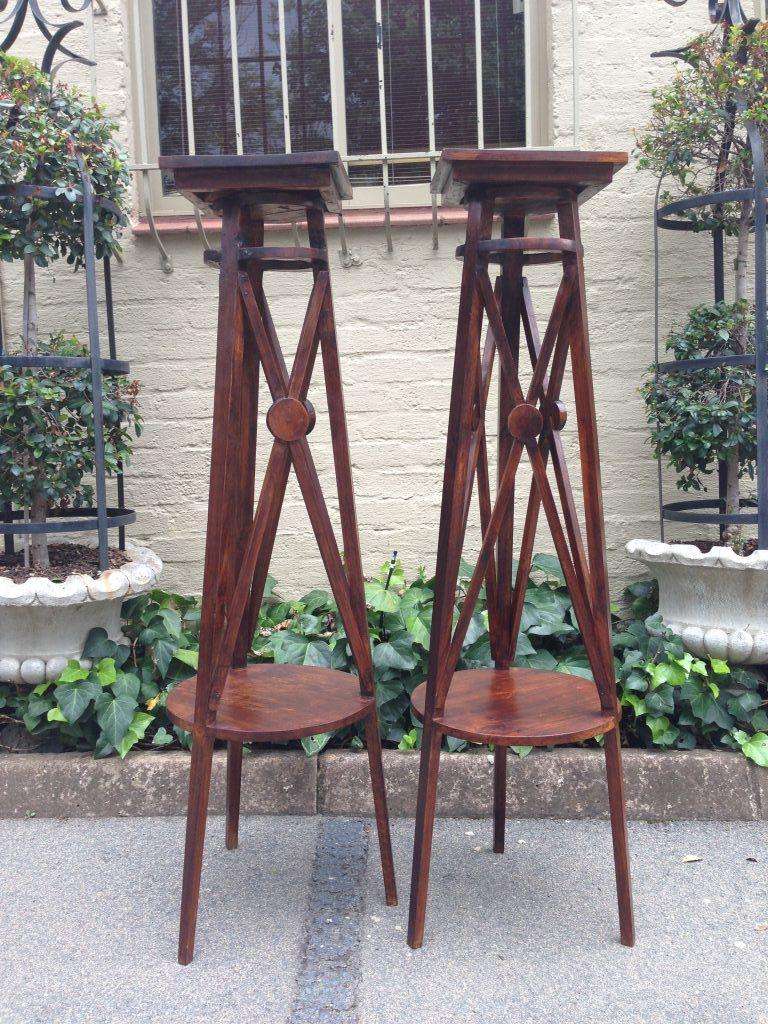 A Pair or Decorative Large Teak Wood Plinths