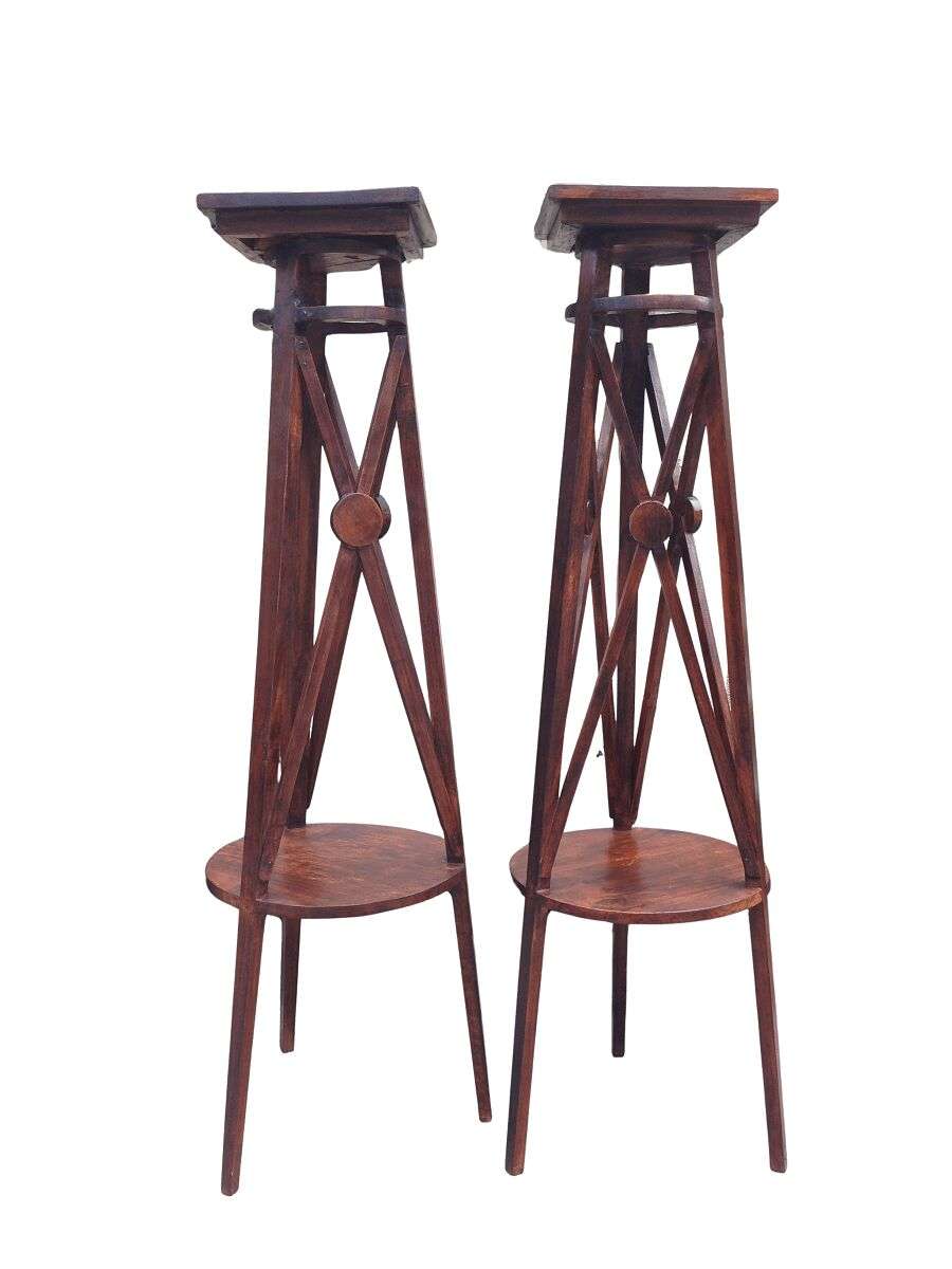 A Pair or Decorative Large Teak Wood Plinths