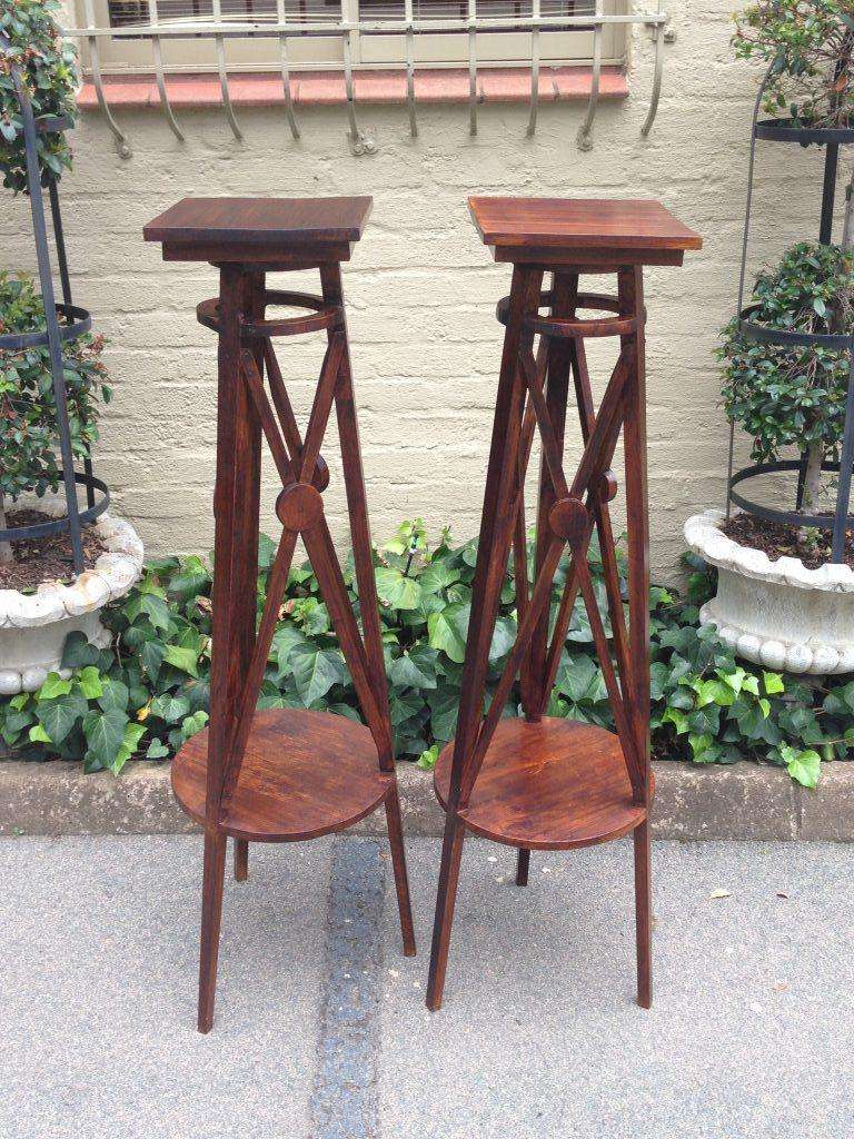 A Pair or Decorative Large Teak Wood Plinths