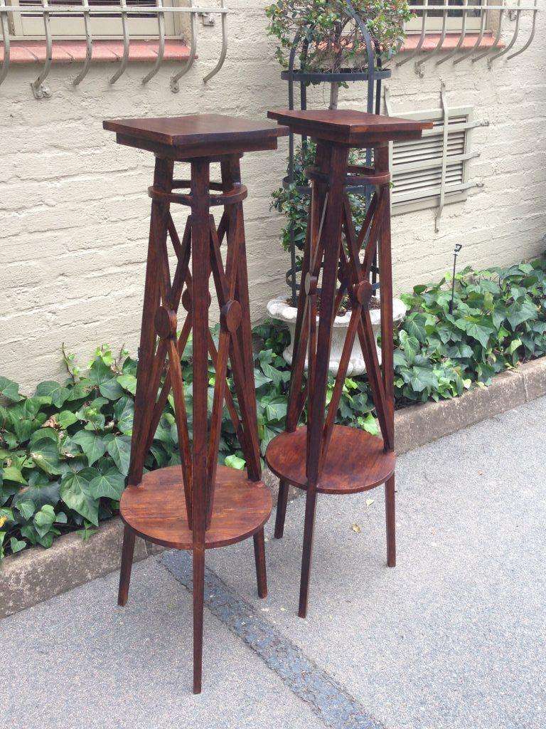 A Pair or Decorative Large Teak Wood Plinths
