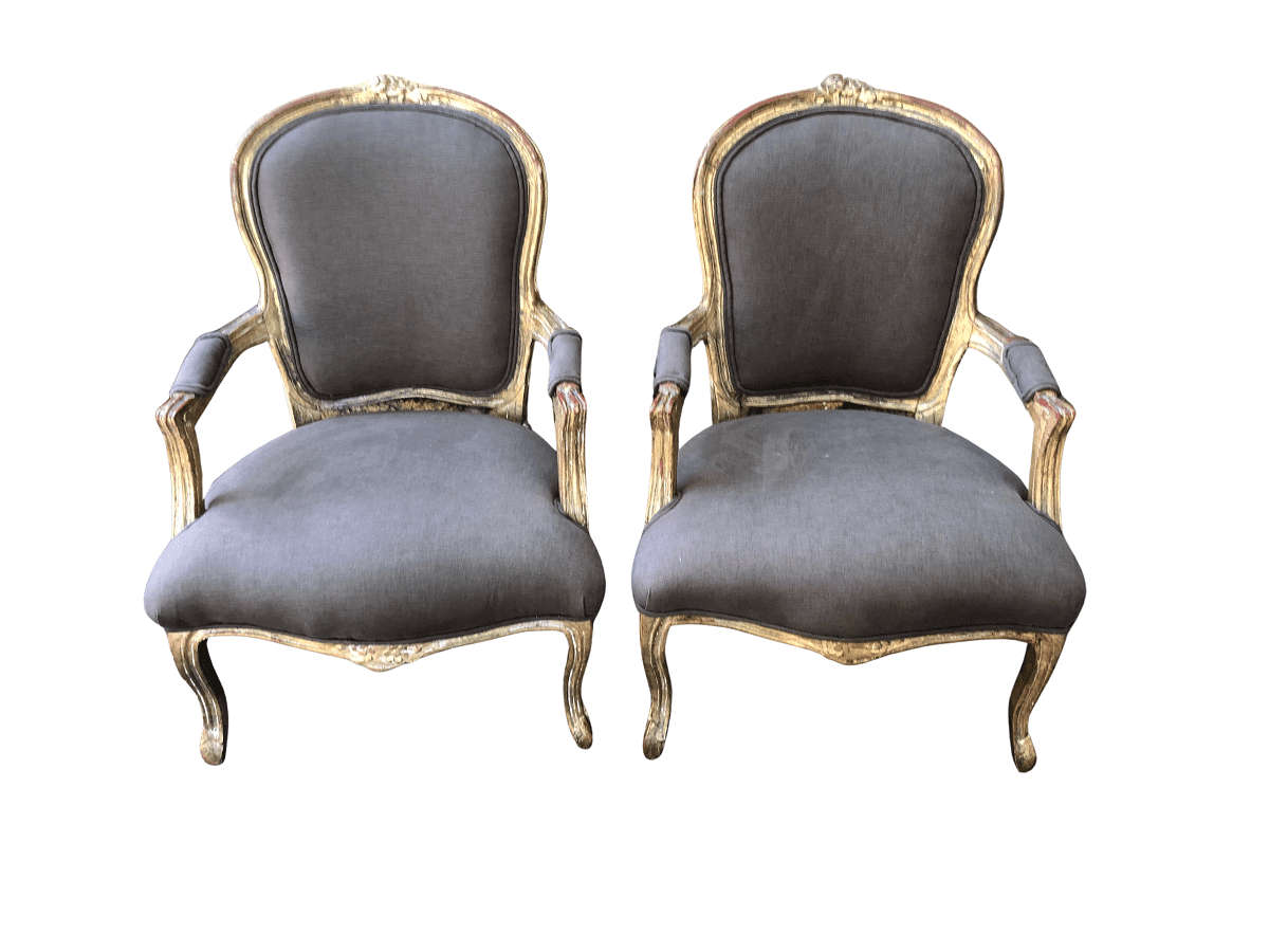 Pair Antique French Gilded Chairs