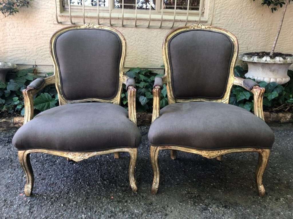 Pair Antique French Gilded Chairs