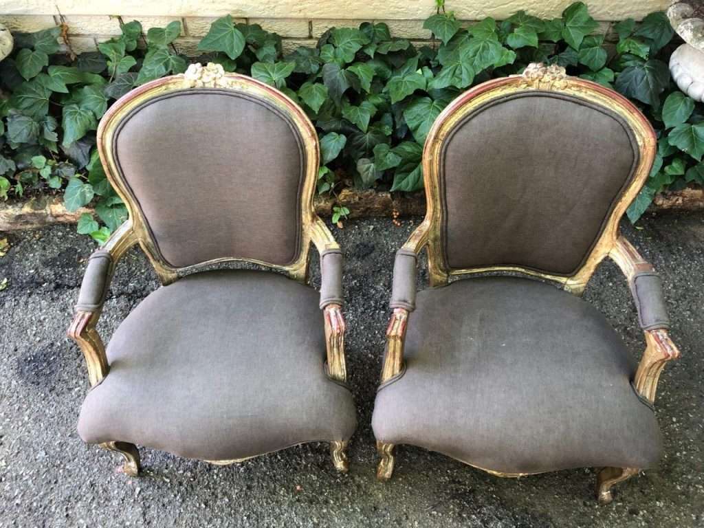 Pair Antique French Gilded Chairs