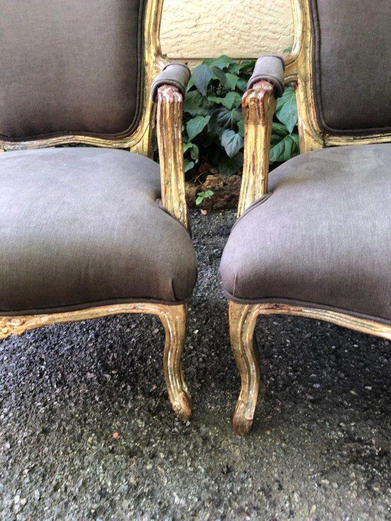 Pair Antique French Gilded Chairs