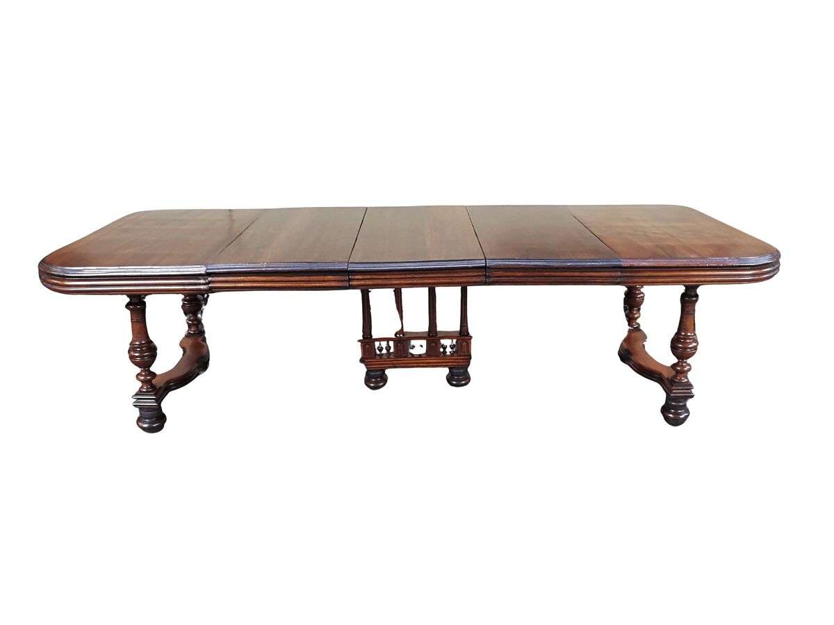 Henry II Walnut extension dining table with 3 leaves (8  10-Seater)