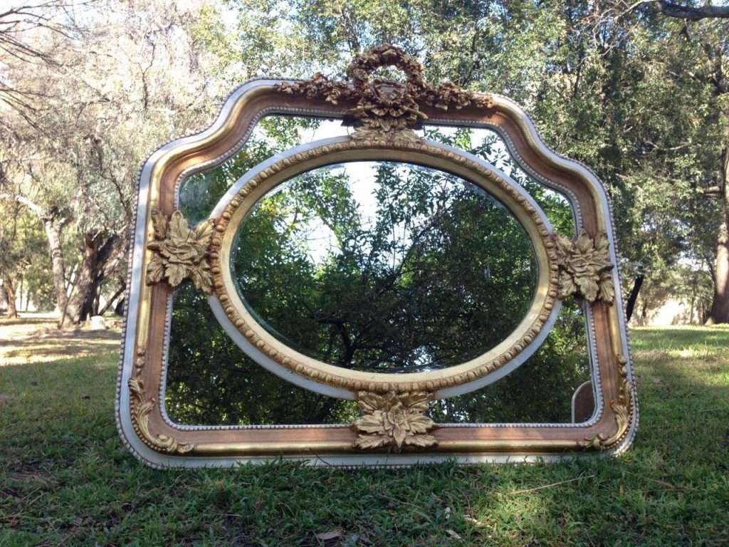 A French Ornate carved mirror with a bevelled oval centre section