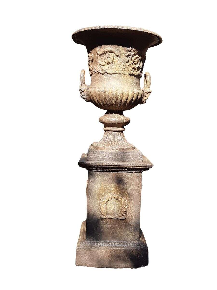Cast Iron Urn on Pedestal