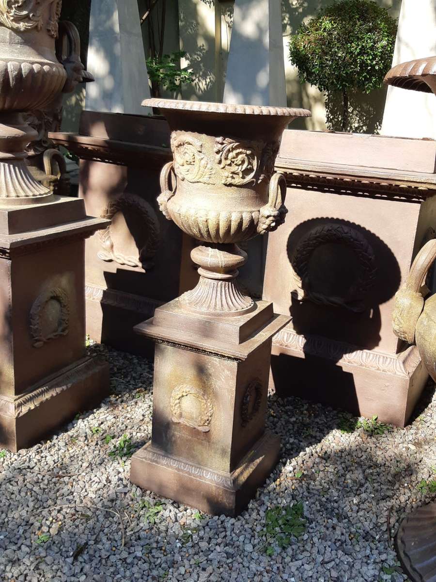 Cast Iron Urn on Pedestal