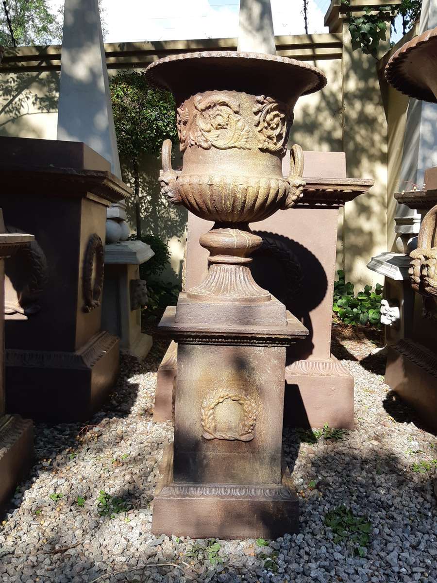 Cast Iron Urn on Pedestal