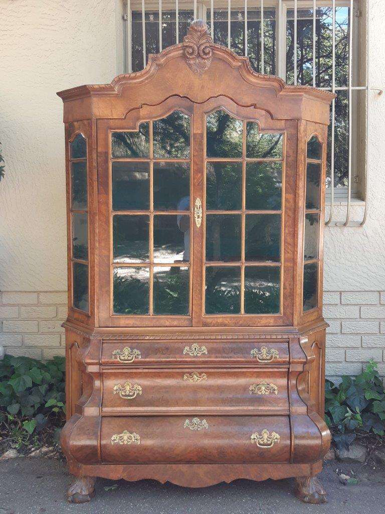 Dutch Walnut Bombe / Display Cabinet