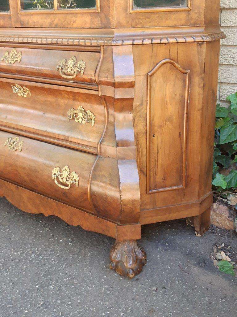 Dutch Walnut Bombe / Display Cabinet