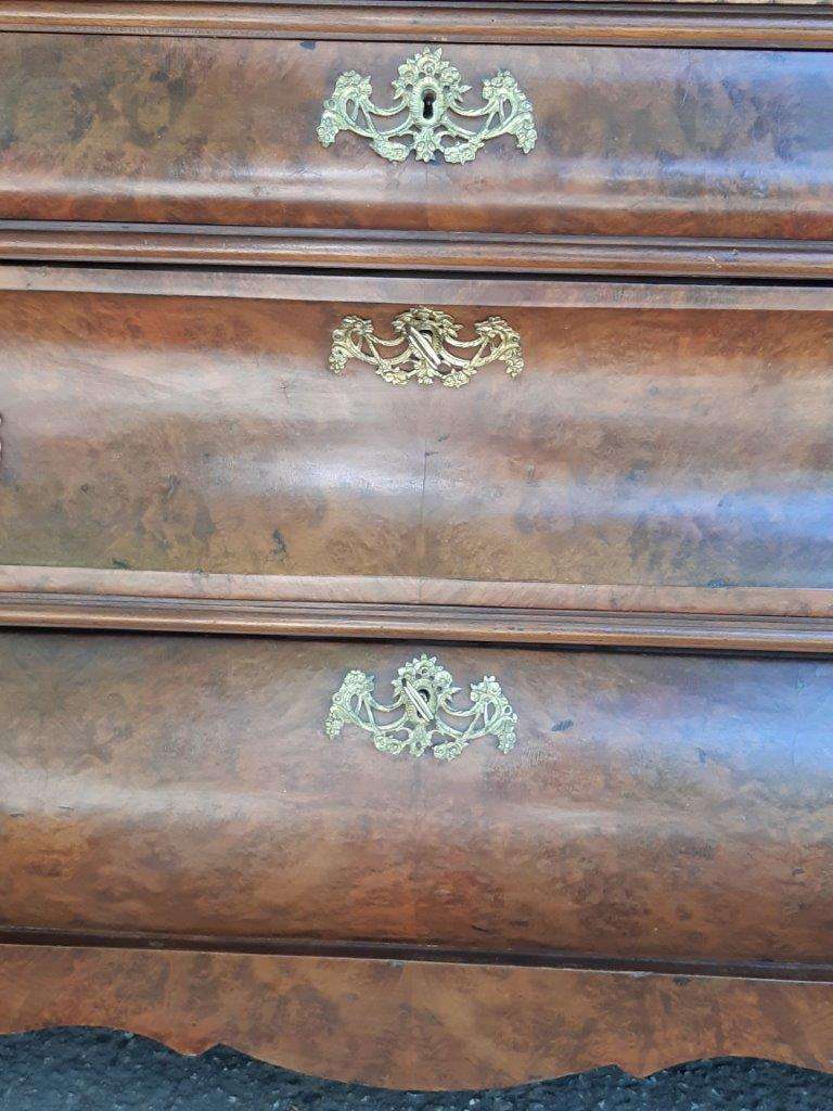 Dutch Walnut Bombe / Display Cabinet