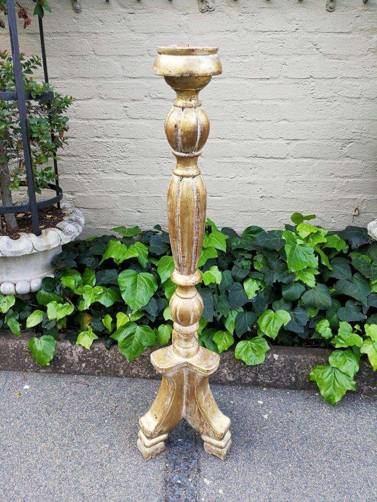 A Pair Of Carved Wooden Candle Holders Hand Gilded With Gold Leaf