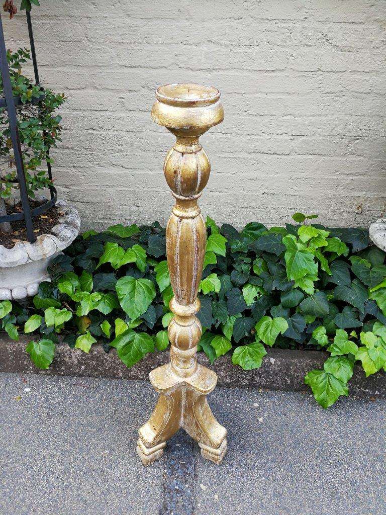 A Pair Of Carved Wooden Candle Holders Hand Gilded With Gold Leaf