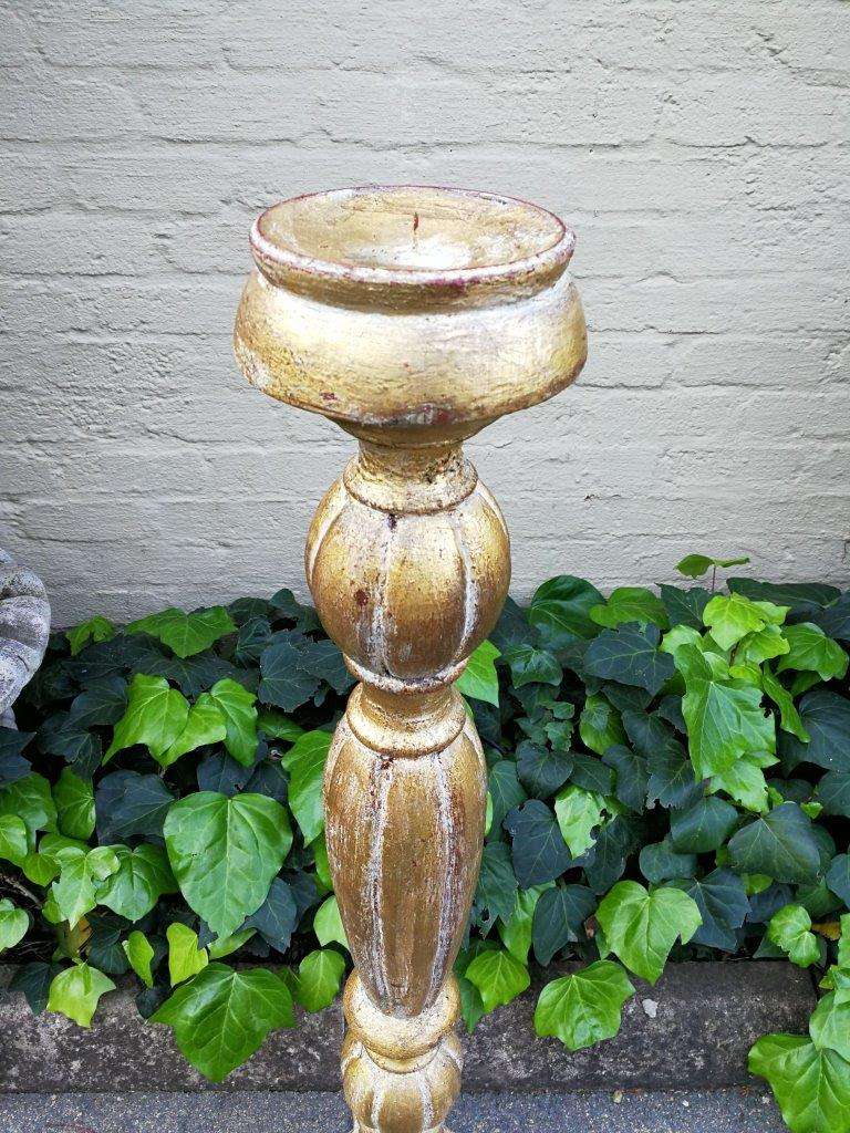 A Pair Of Carved Wooden Candle Holders Hand Gilded With Gold Leaf