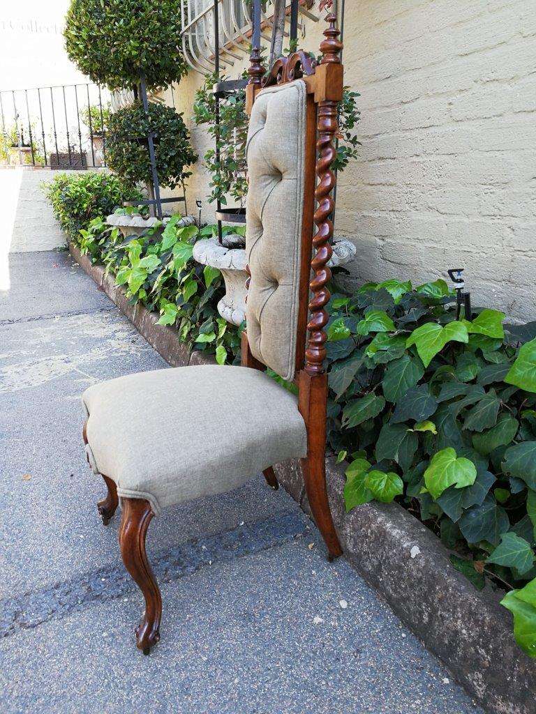 19th Century Continental Walnut Chair  On Castors