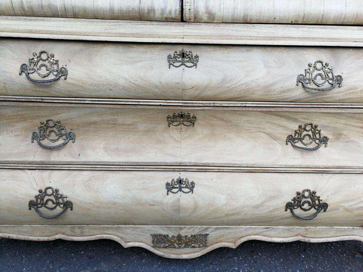 A Large And Rare 18th Century Dutch Walnut Bombe/Cabinet