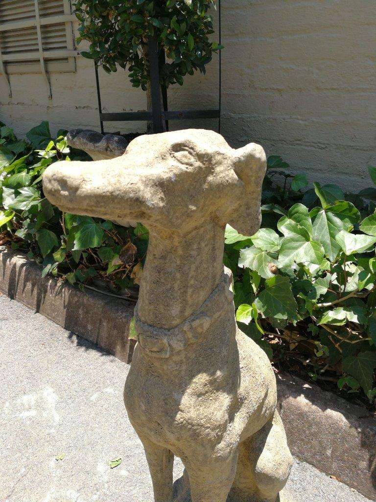 A Pair of 20th Century Architectural Concrete Greyhound Statues