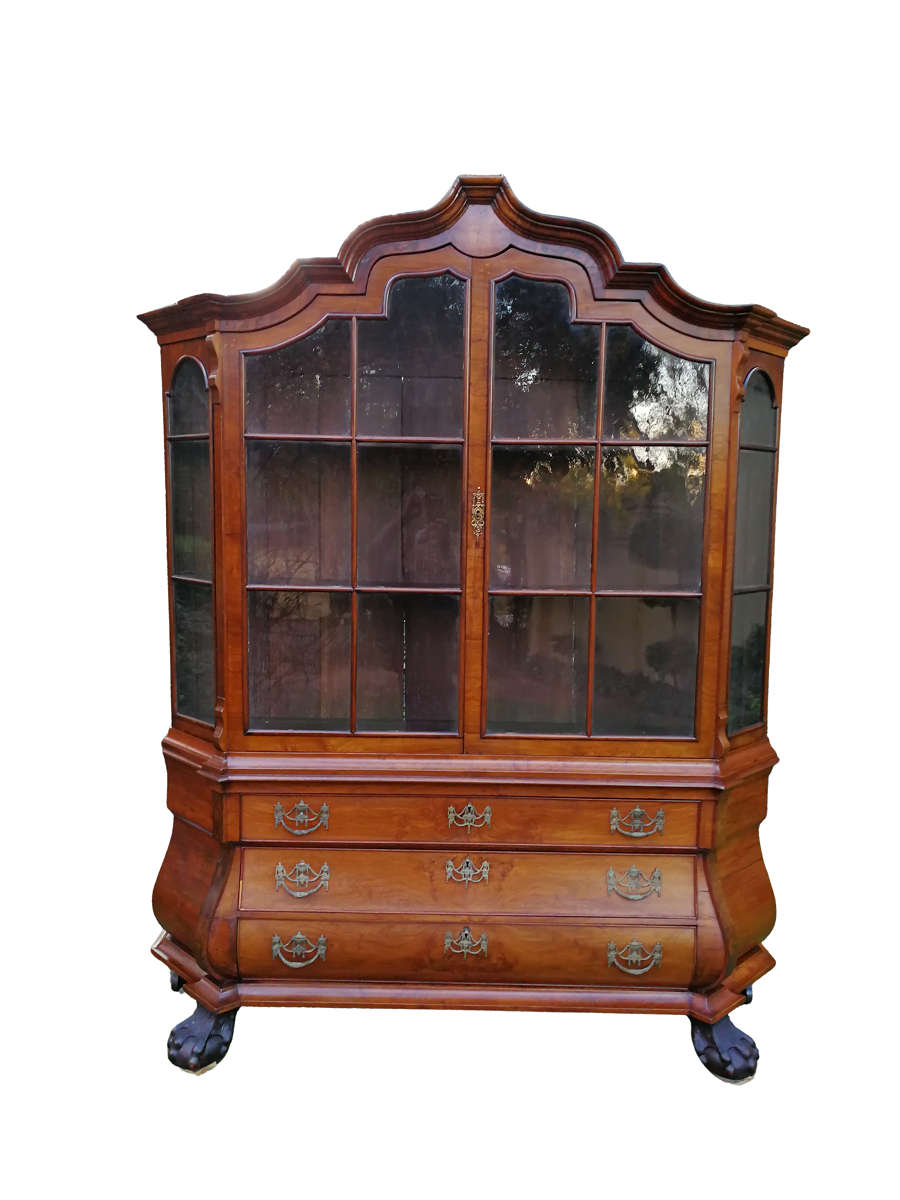 An 18th Century Walnut Vitrine with Keys and Original Brass Handle