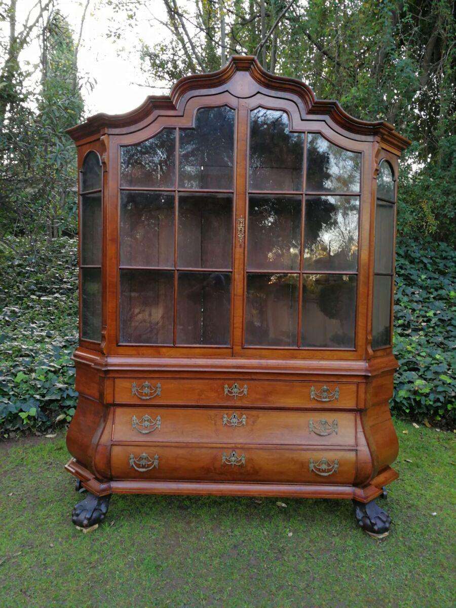 An 18th Century Walnut Vitrine with Keys and Original Brass Handle