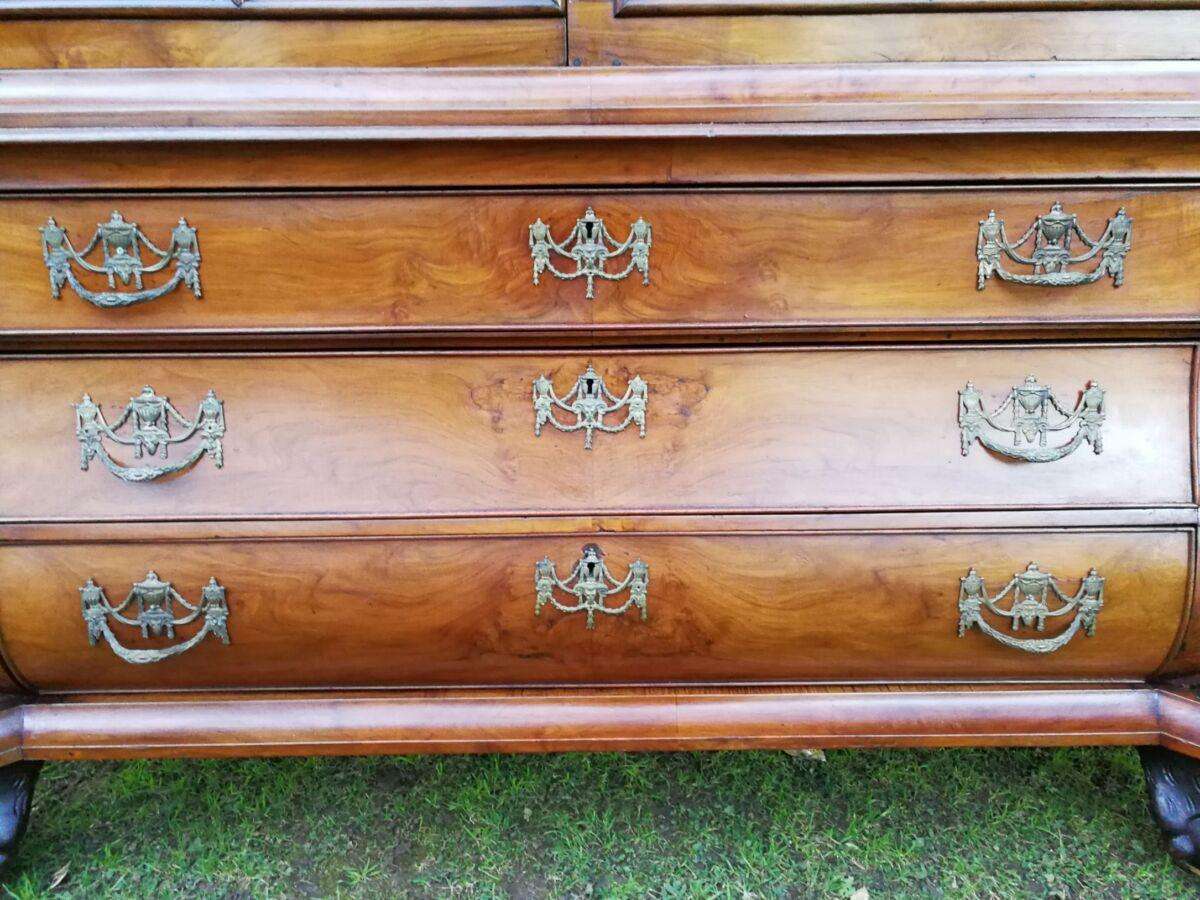 An 18th Century Walnut Vitrine with Keys and Original Brass Handle