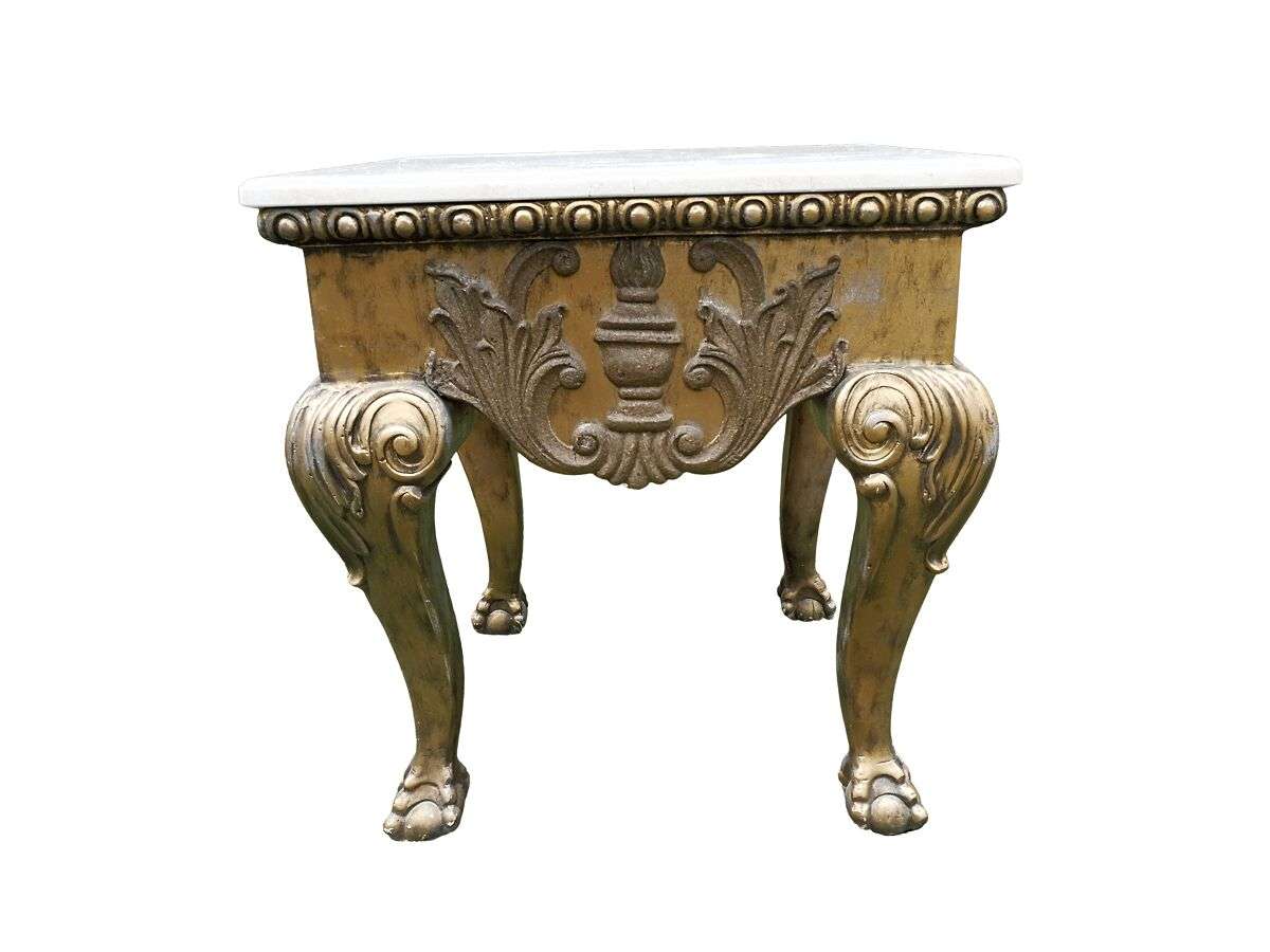 A Gilt Wood Coffee Table With Cream Marble Top