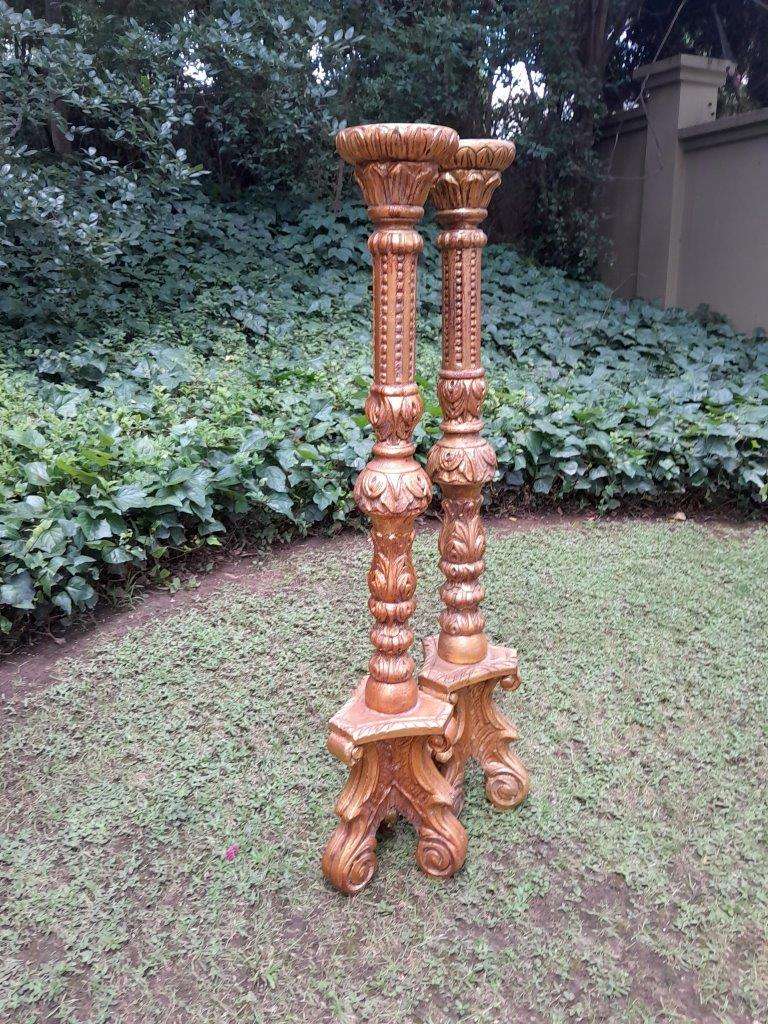 A Pair of Small Size French Style Hand Gilded Candle Holders