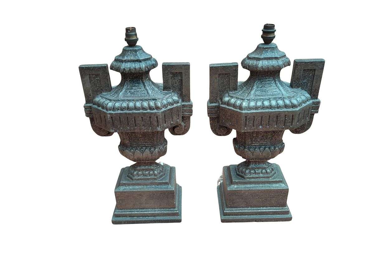 A 20th Century Pair  of Carved Stone Lamps