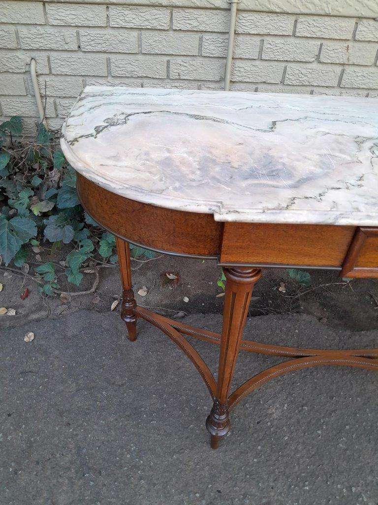 A 20th Century French Walnut  Console Table With Marble Top